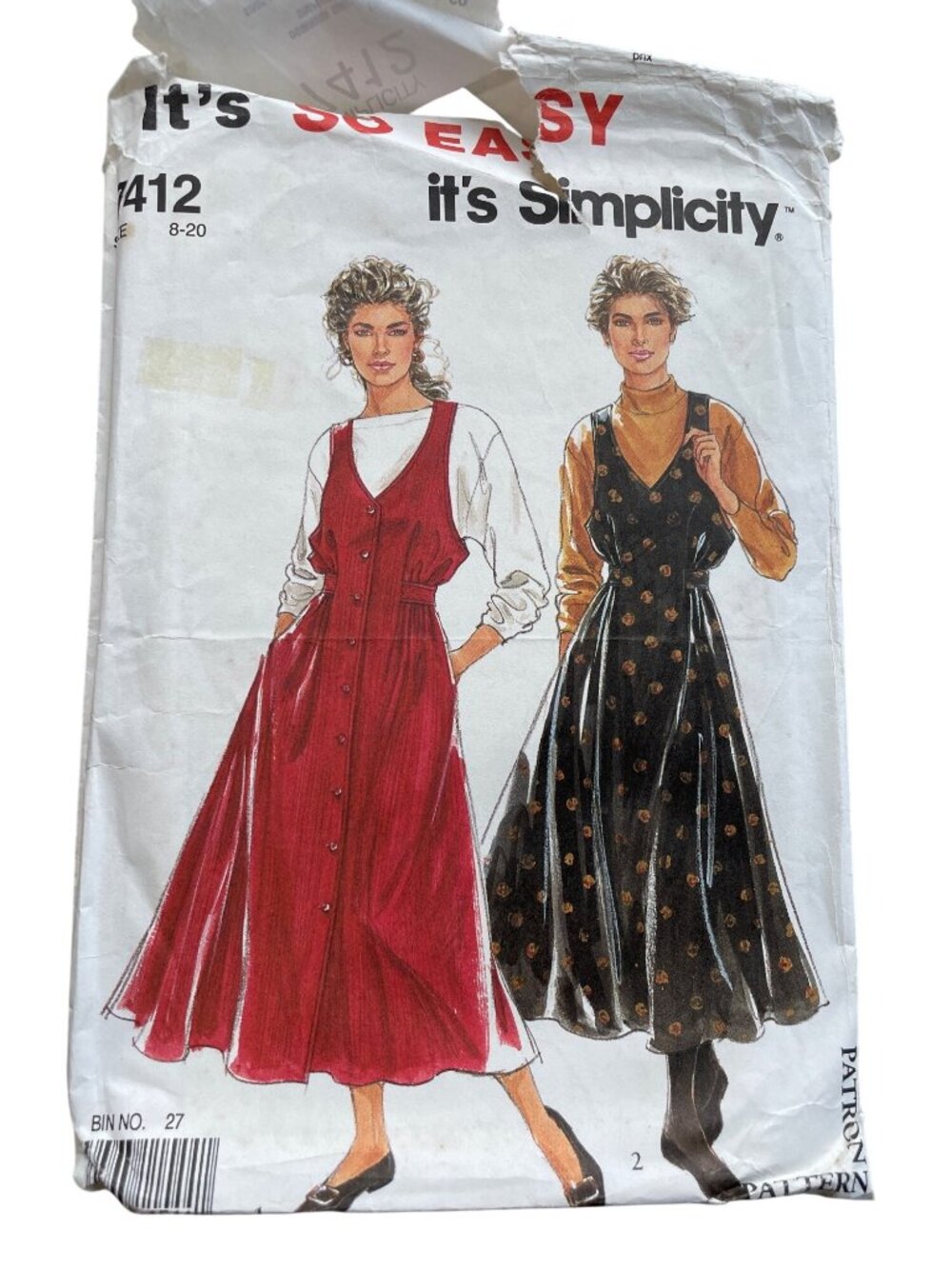 Vintage 90s Its So Easy Simplicity Pattern 7412 Misses Jumpers Sizes 8-20 CUT